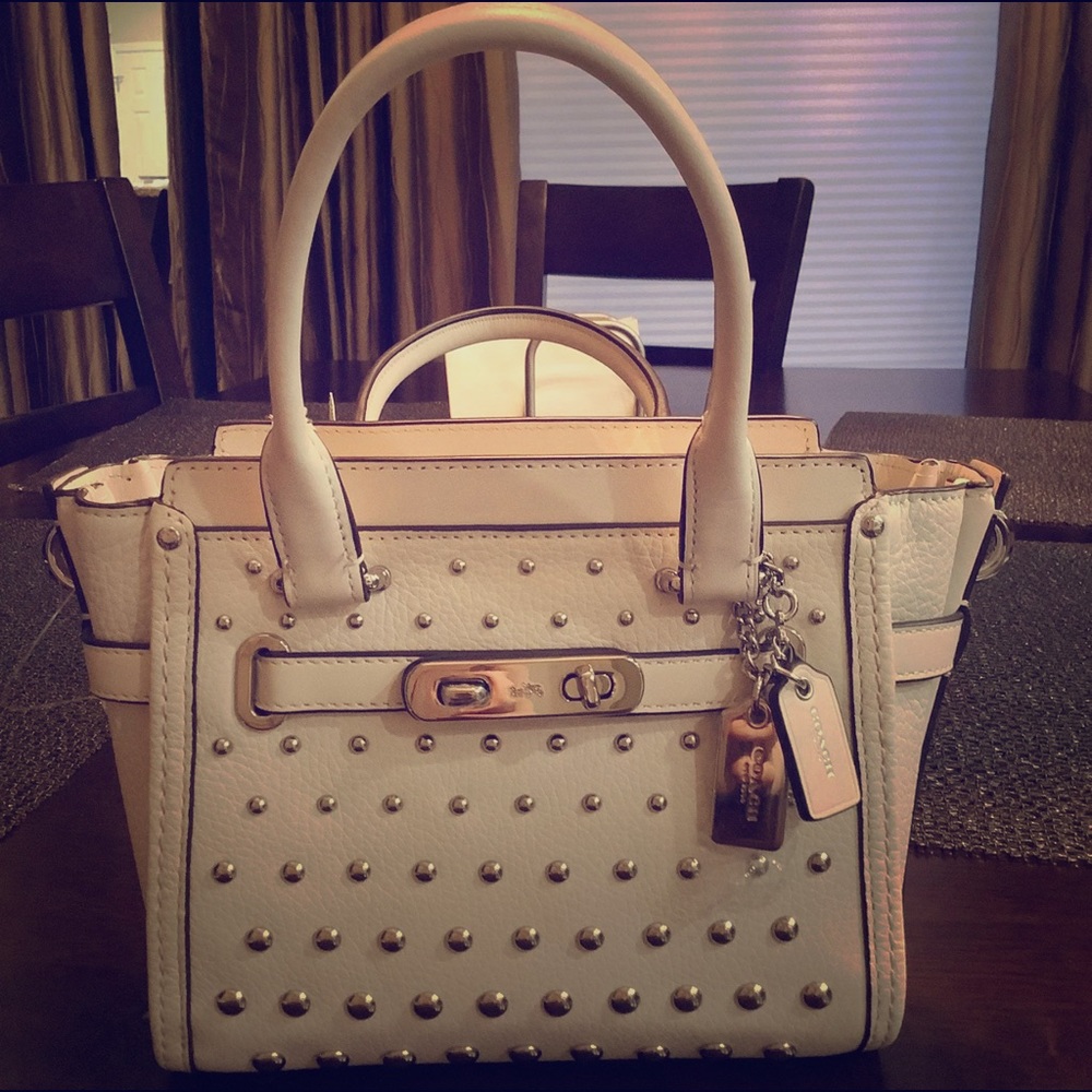 White Stud Swagger Coach bag